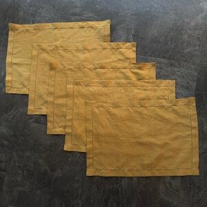 Pottery Barn Belgian Linen Placemats • Set of 5 • Mustard Gold 100%‎ Linen 20x14